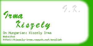 irma kiszely business card